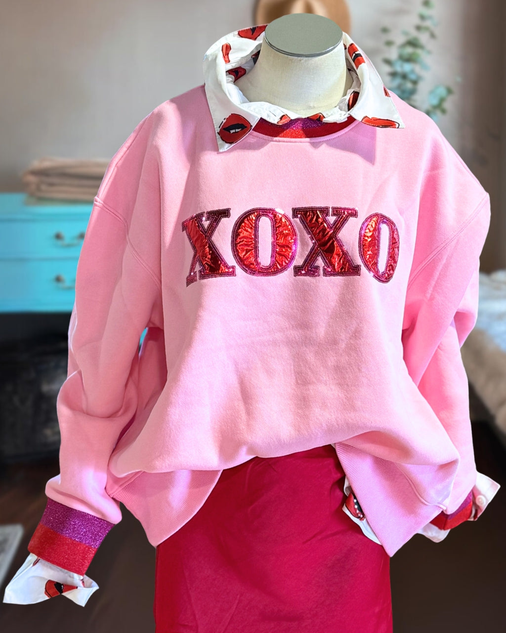Trendy XOXO Embroidered Sweatshirt