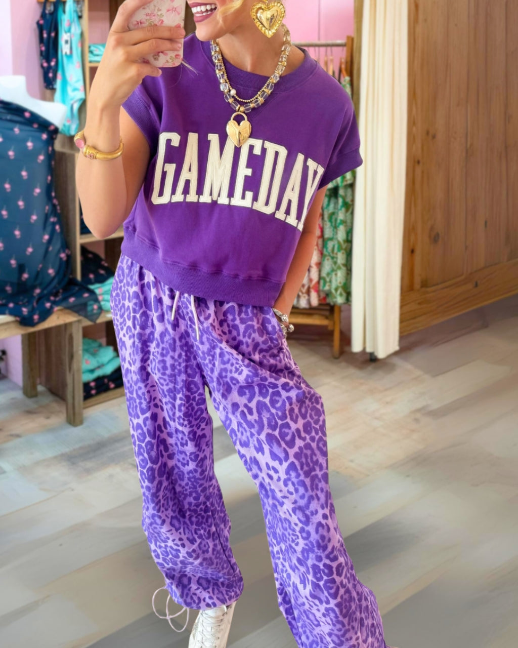 Elastic Waist Leopard Joggers