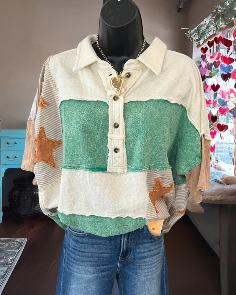 Star Patchwork Washed Top