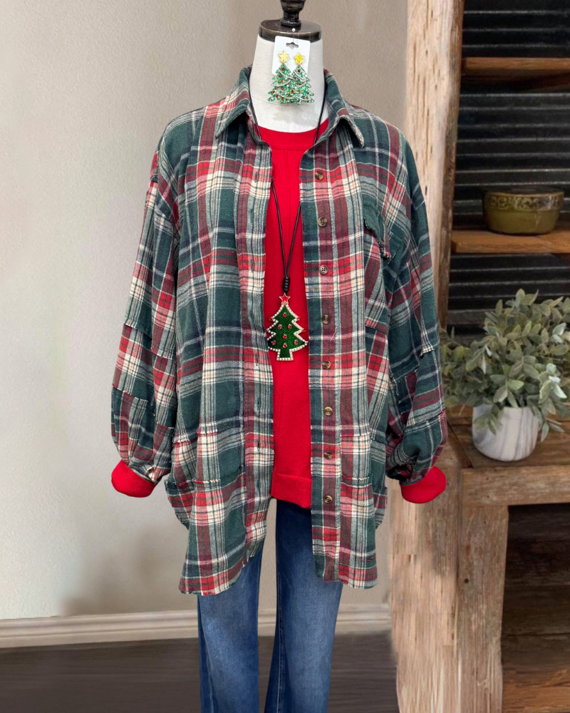 Classicl Plaid Stand Collar Shirt