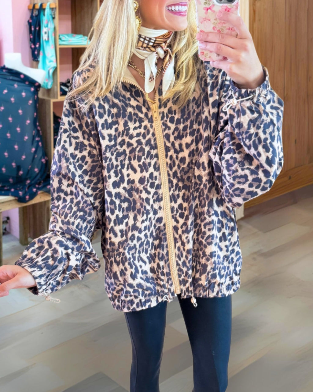 Chic Leopard Zip Up Jacket