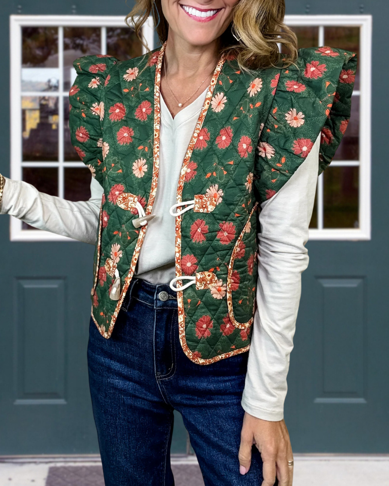 Retro Chic Quilted Floral Vest
