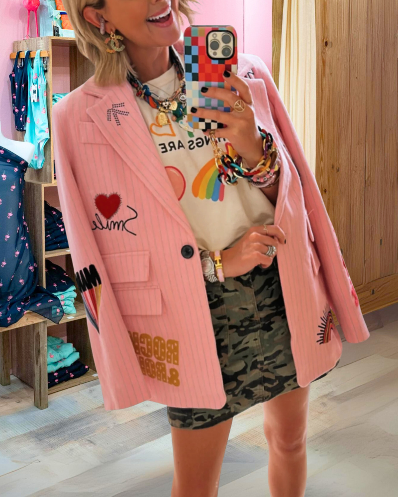 Fun Pattern Striped Jacket