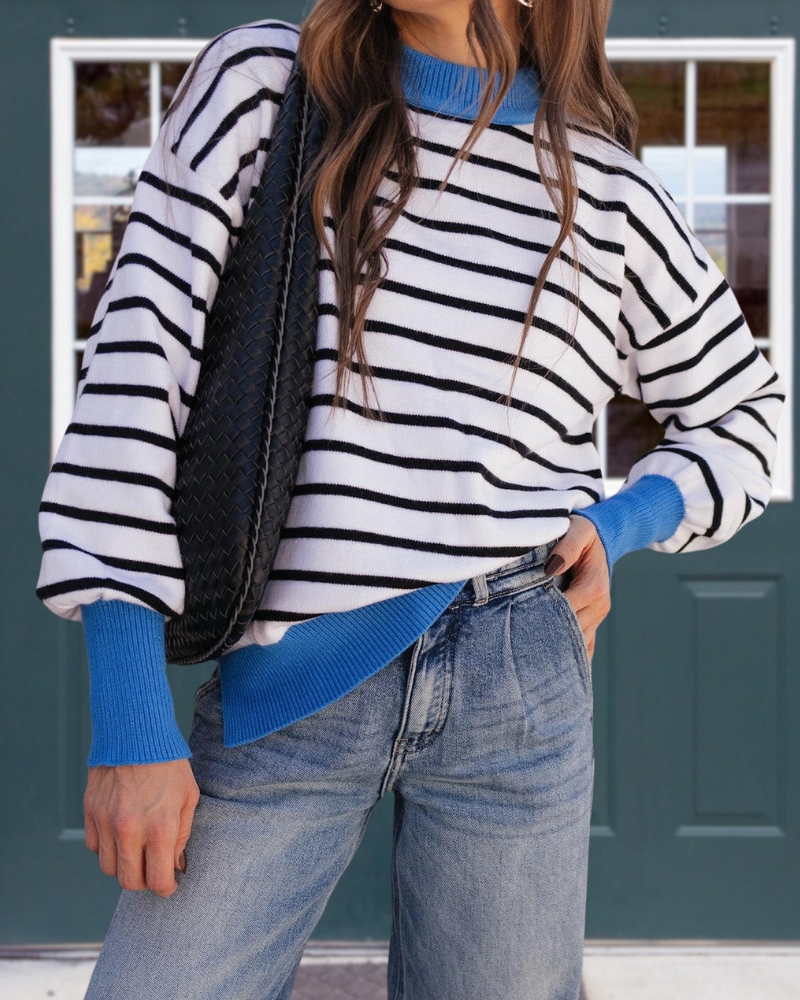 Casual Striped Crewneck Pullover