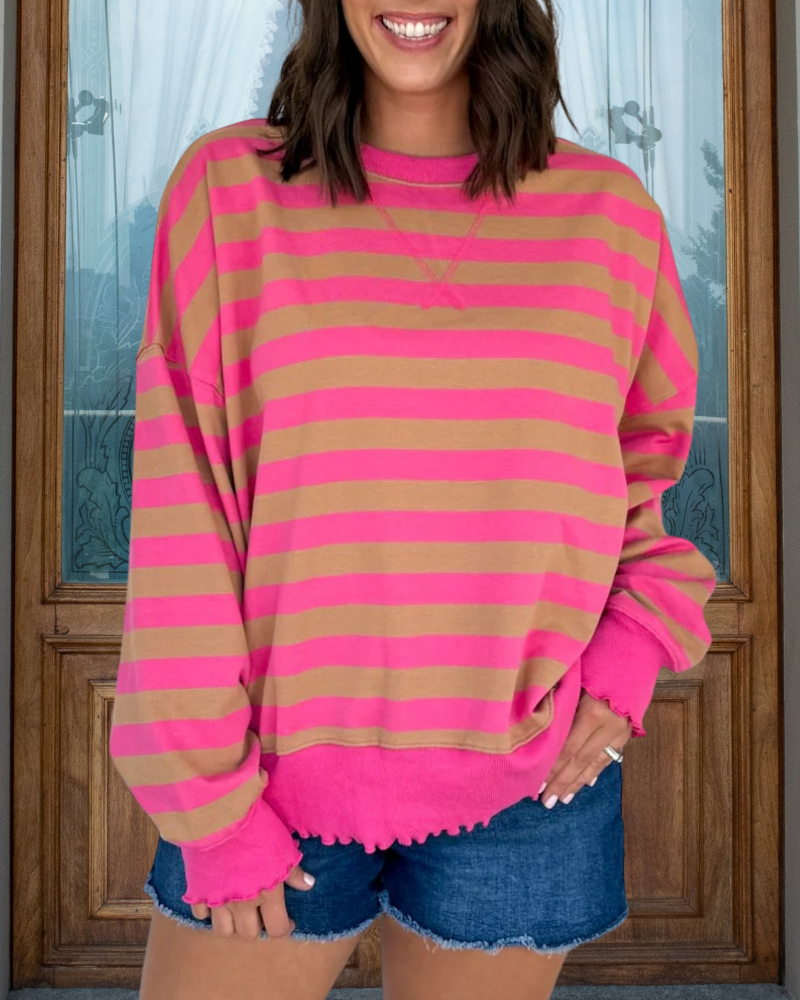 Casual Striped Roundneck Sweatshirt