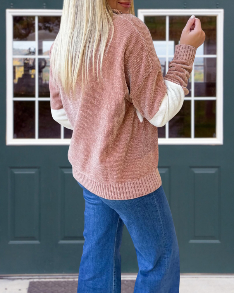 Thankful Striped Half-Zip Sweater