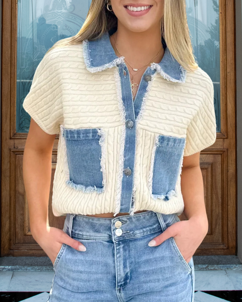 Patchwork Washed Denim Textured Shirt