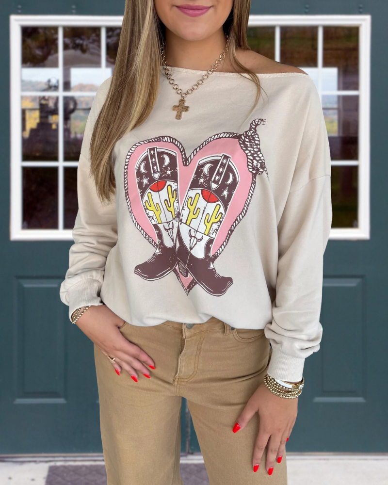 Western Cowboy Boots Pullover