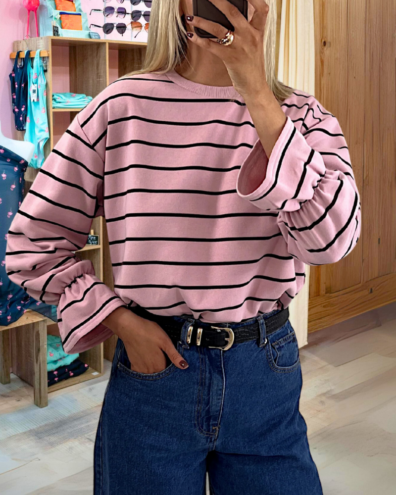 Classic Striped Crew Neck Top