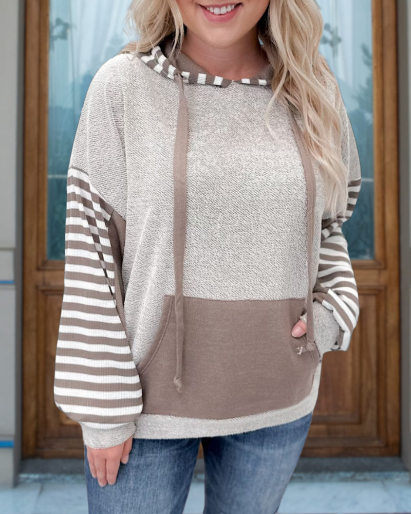 Colorblock Stripe Terry Hoodie