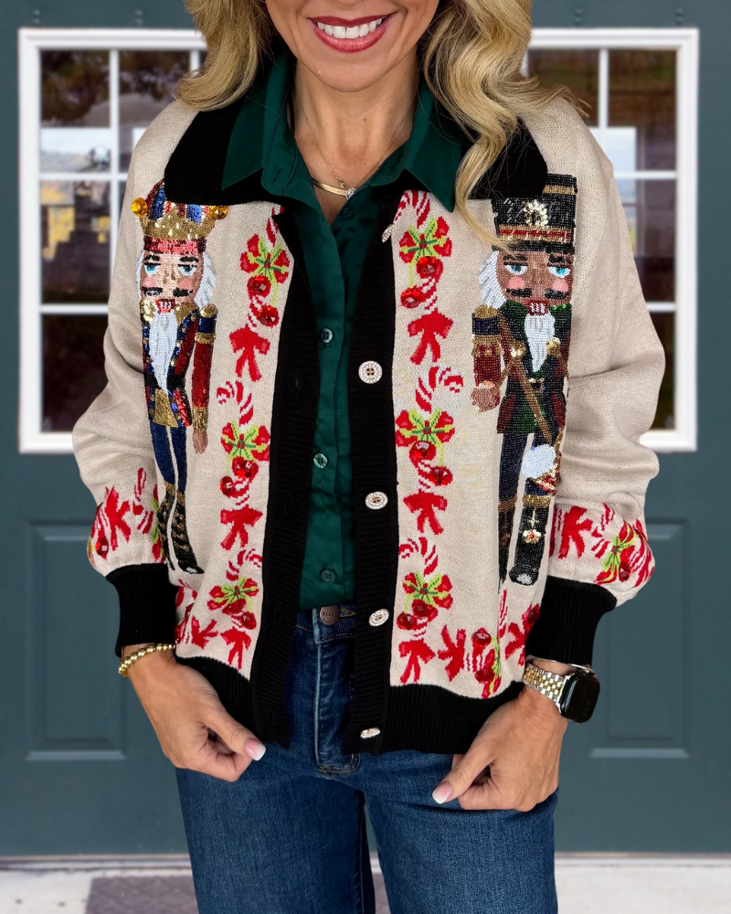 Christmas Nutcracker Sequined Cardigan