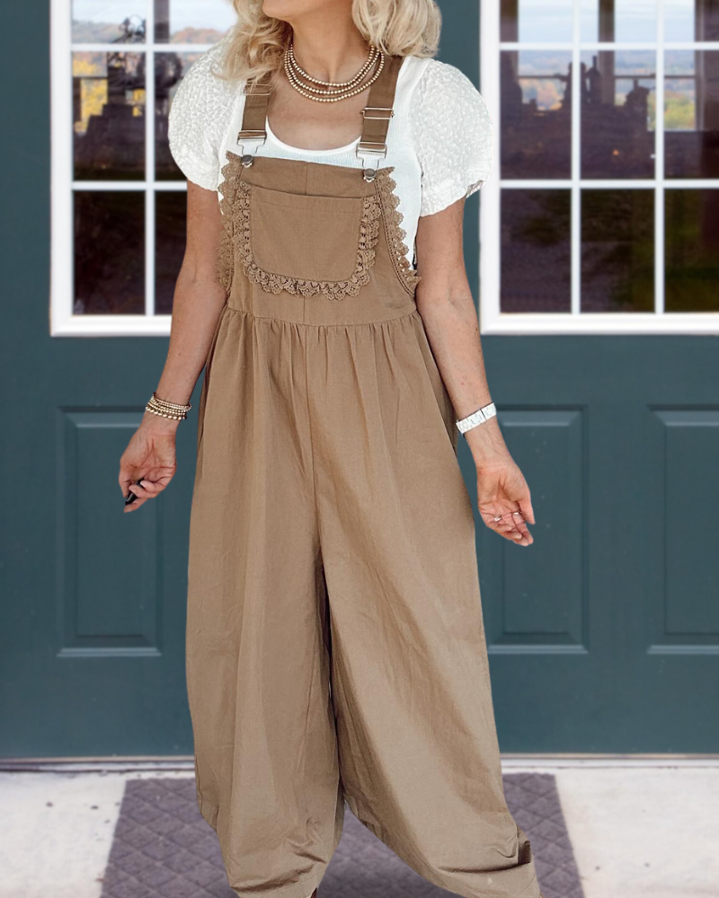 Crochet Lace Trim Overalls