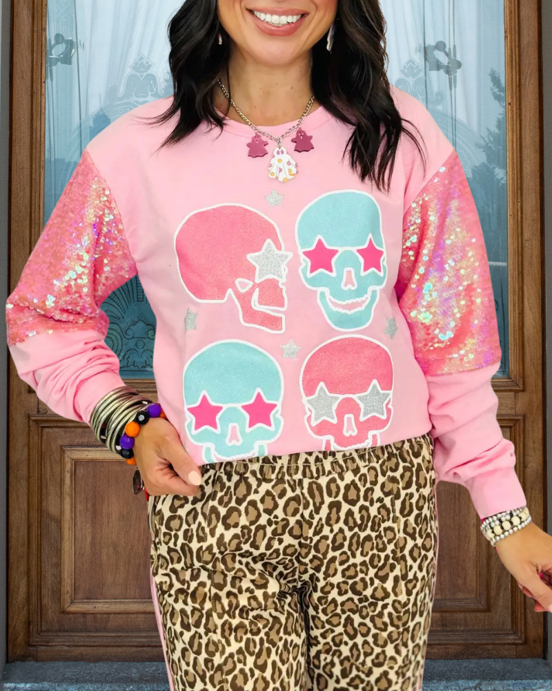 Fun Star Skull Sequined Sweatshirt
