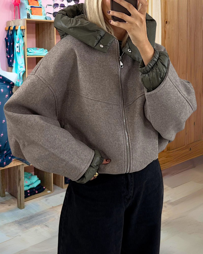 Stylish Zipper Woolen Jacket