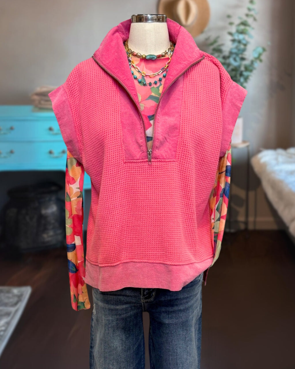 Fun Waffle Quarter Zip Sweatshirt