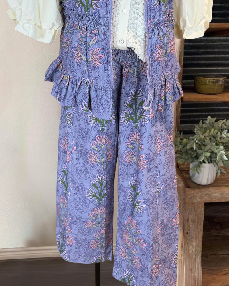 Trendy Floral Wide-Leg Pants