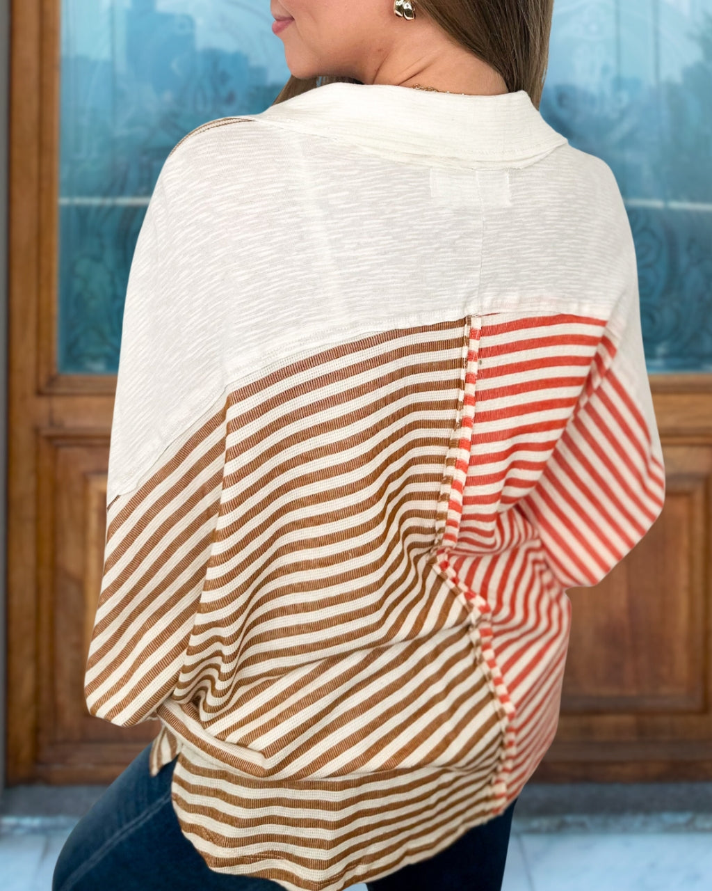 Effortless Striped Colorblock Sweatshirt