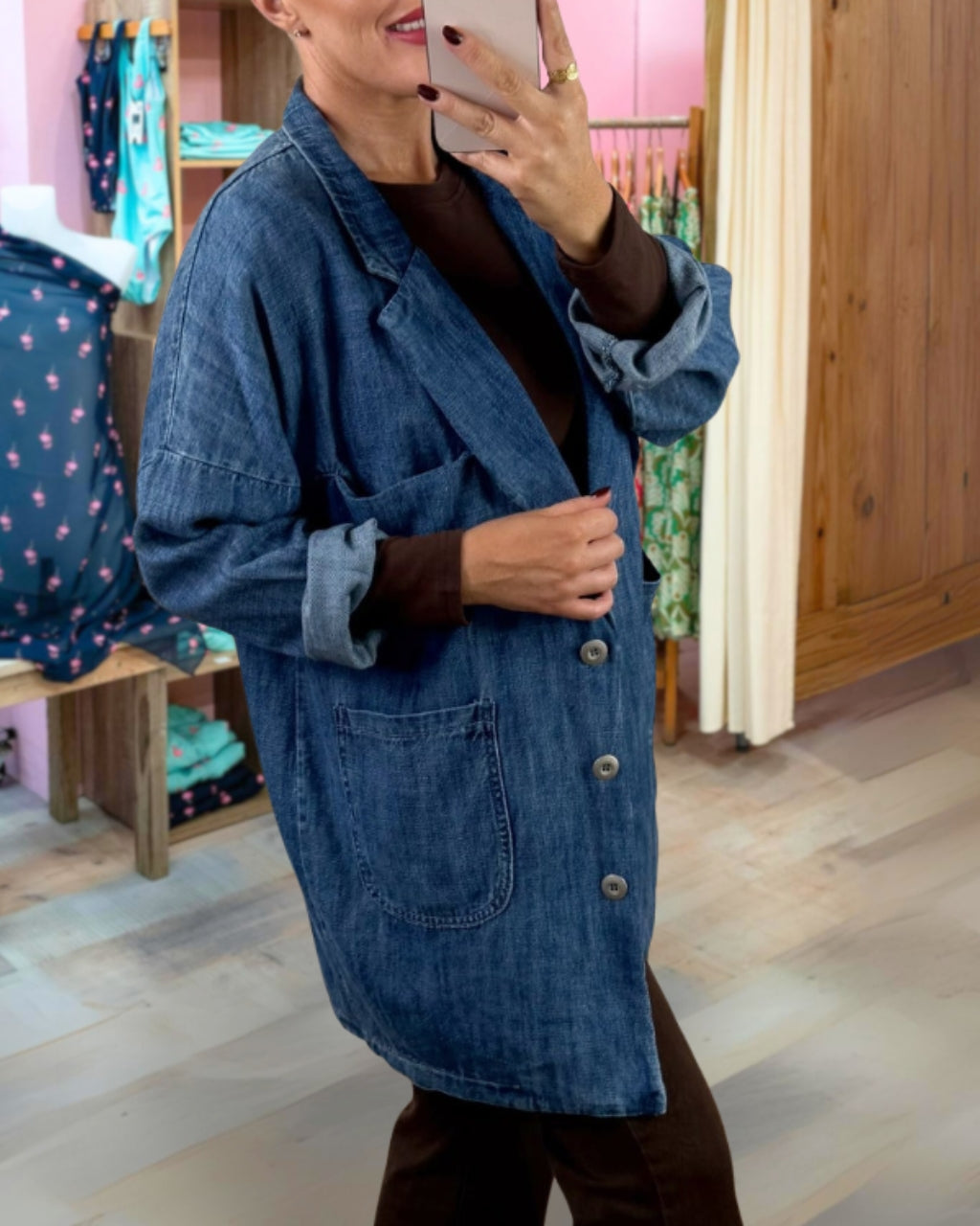 Chic Denim Trench Coat Jacket