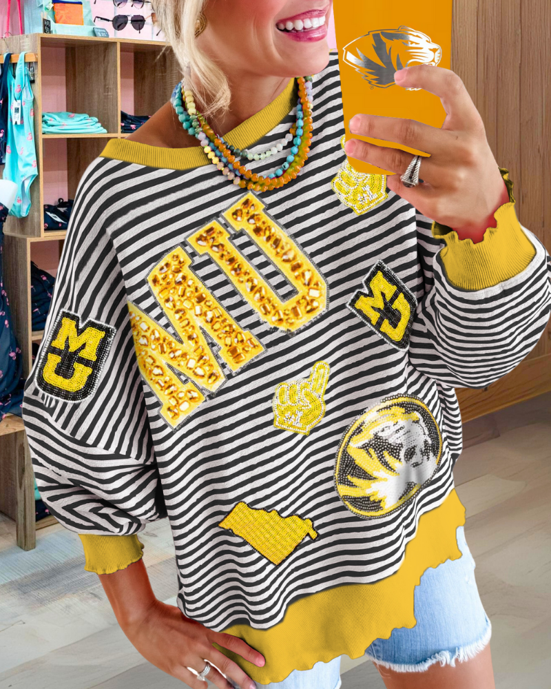Sequin Missouri Tigers Striped Sweatshirt