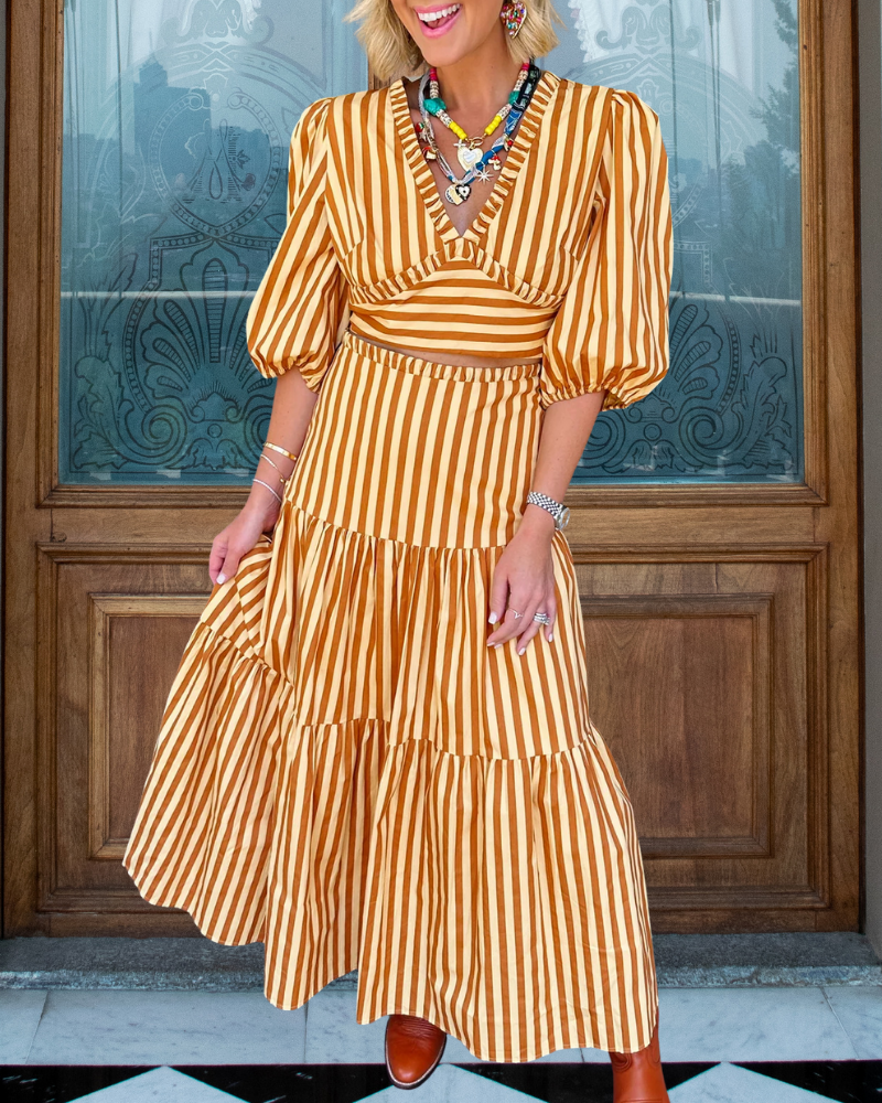 Stylish Striped Layered Maxi Dress