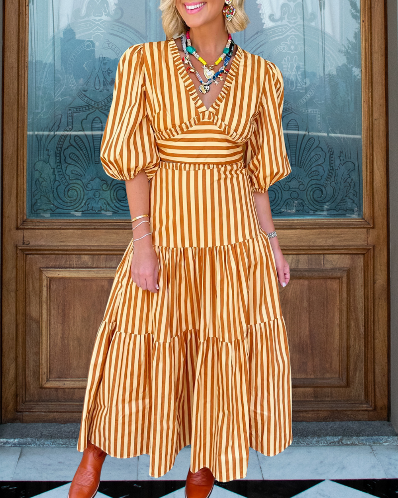 Stylish Striped Layered Maxi Dress