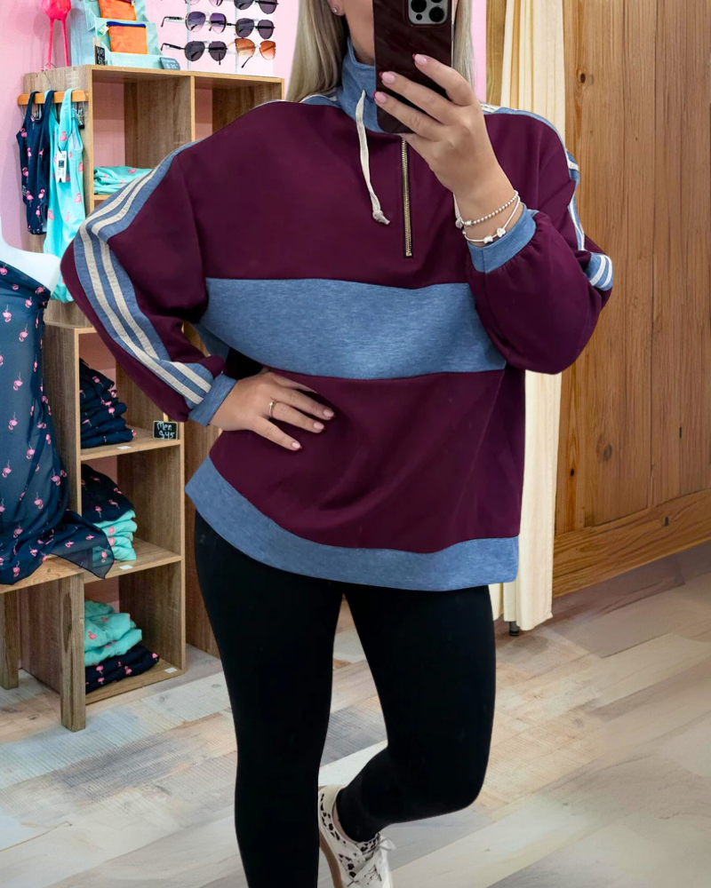 Trendy Colorblock Half-Zip Pullover
