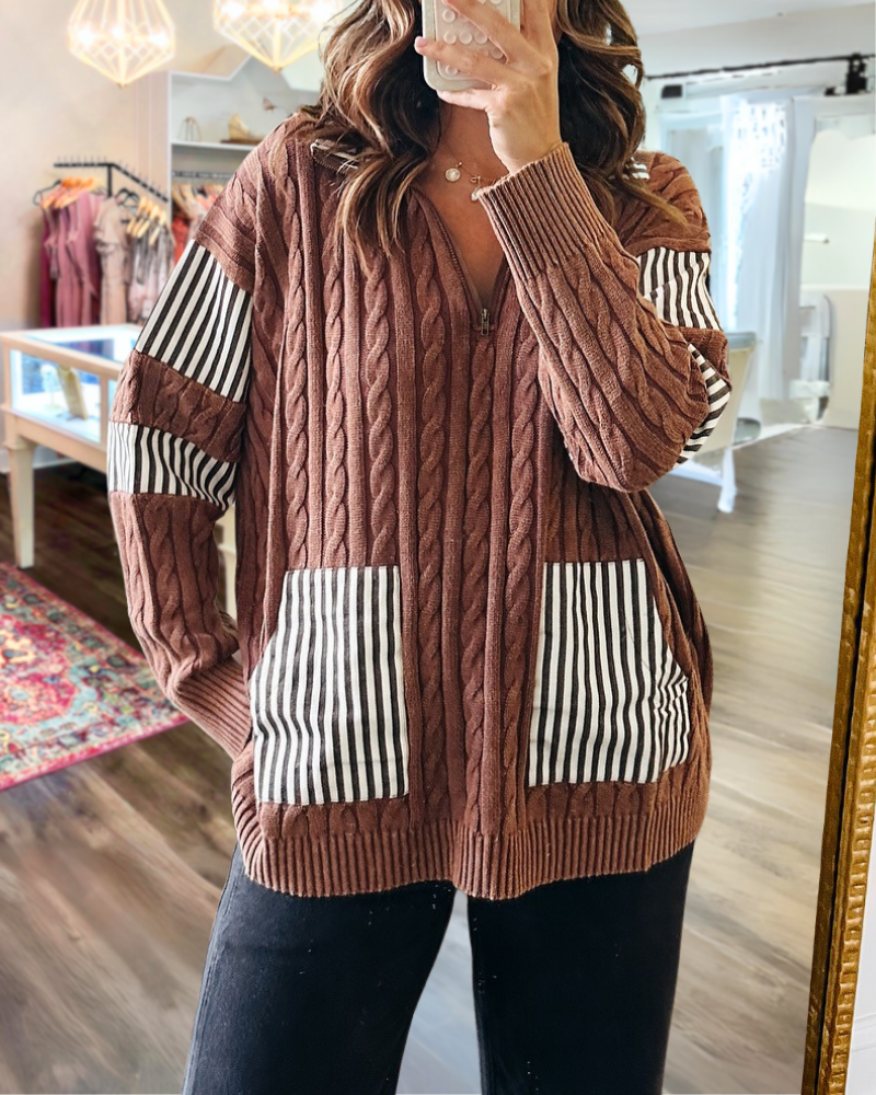 Cable Knit Half-Zip Pullover