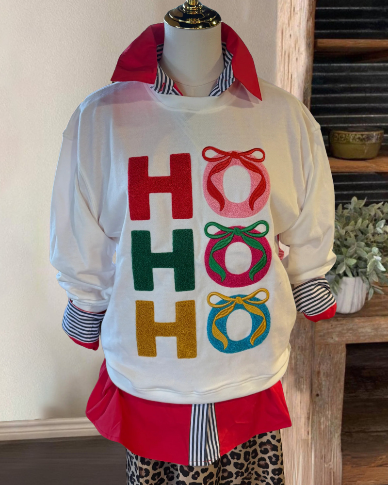 HOHO Bow Embroidered Sweatshirt