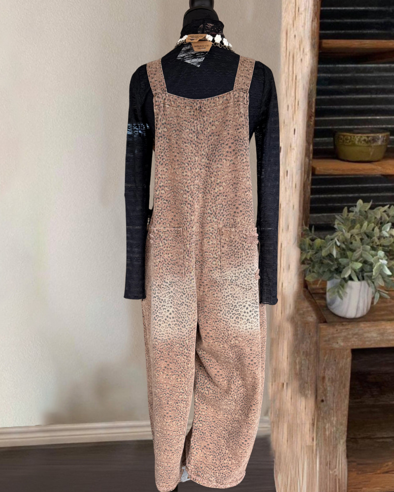 Leopard Ripped Wide-Leg Jumpsuit