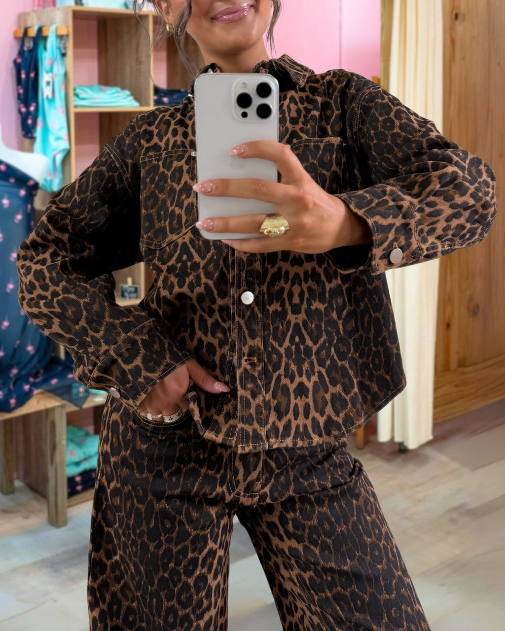 Retro Leopard Print Shirt Jacket