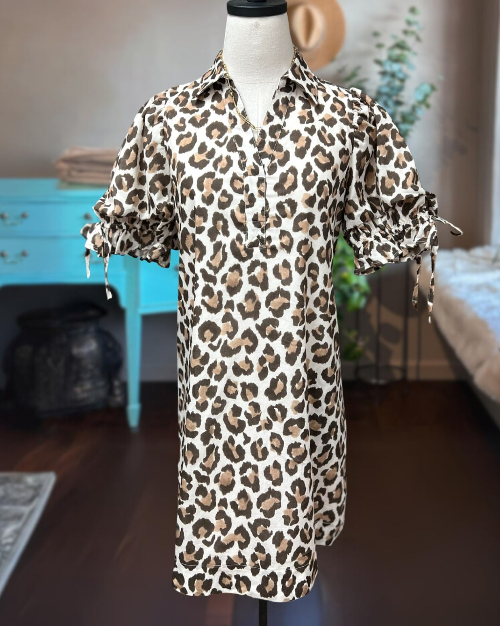 Leopard Satin Mini Dress