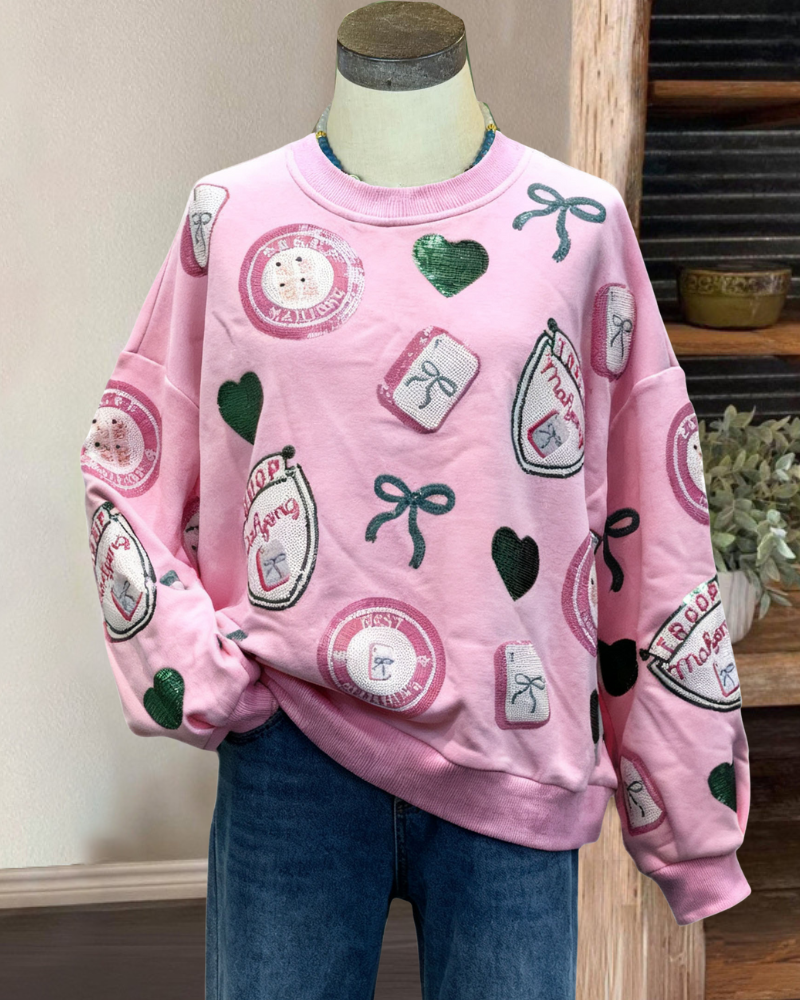 Mahjong Sequined Crewneck Sweatshirt