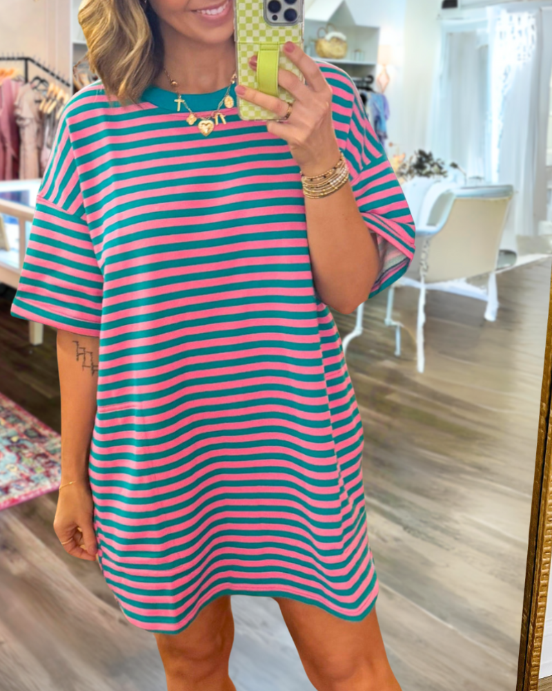 Oversized Striped Tee Dress