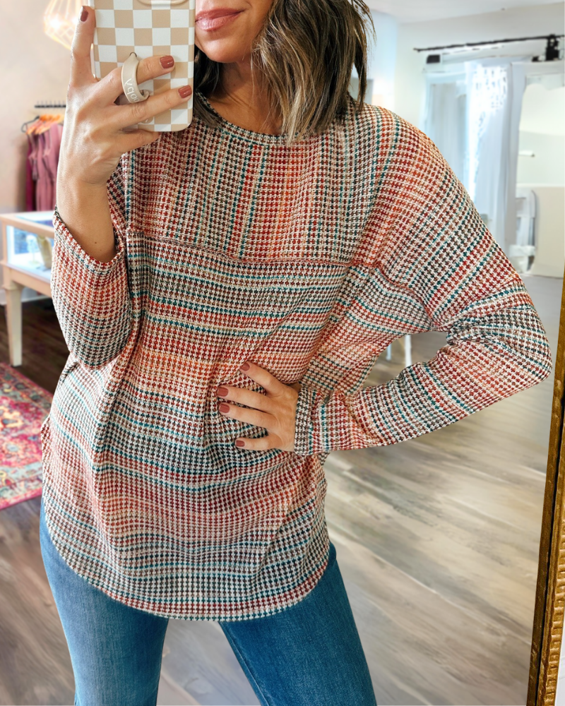 Trendy Striped Crew Neck Top