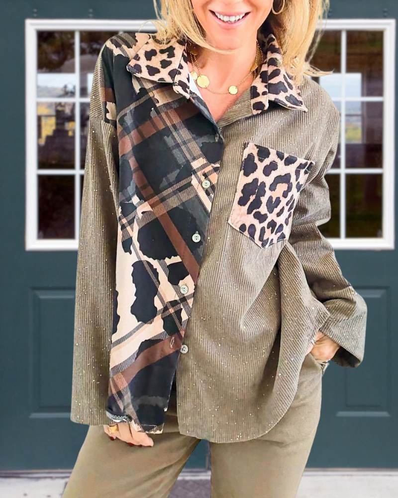 Chic Leopard Plaid Patchwork Shirt
