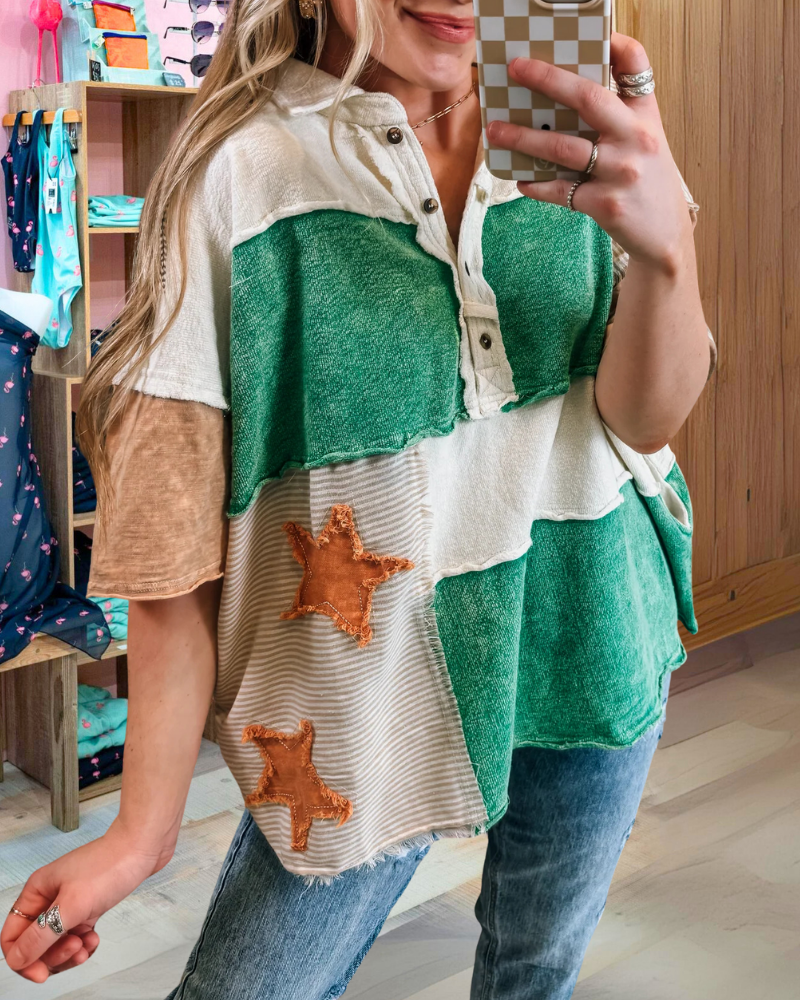 Star Patchwork Washed Top