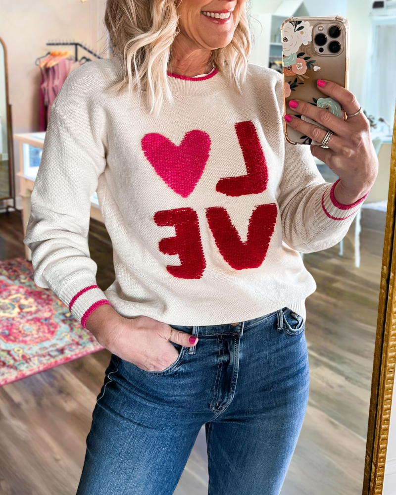 Love Heart Embroidered Pullover