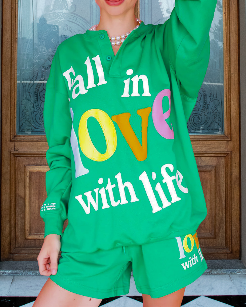 Fall In Love With Life Shorts Set