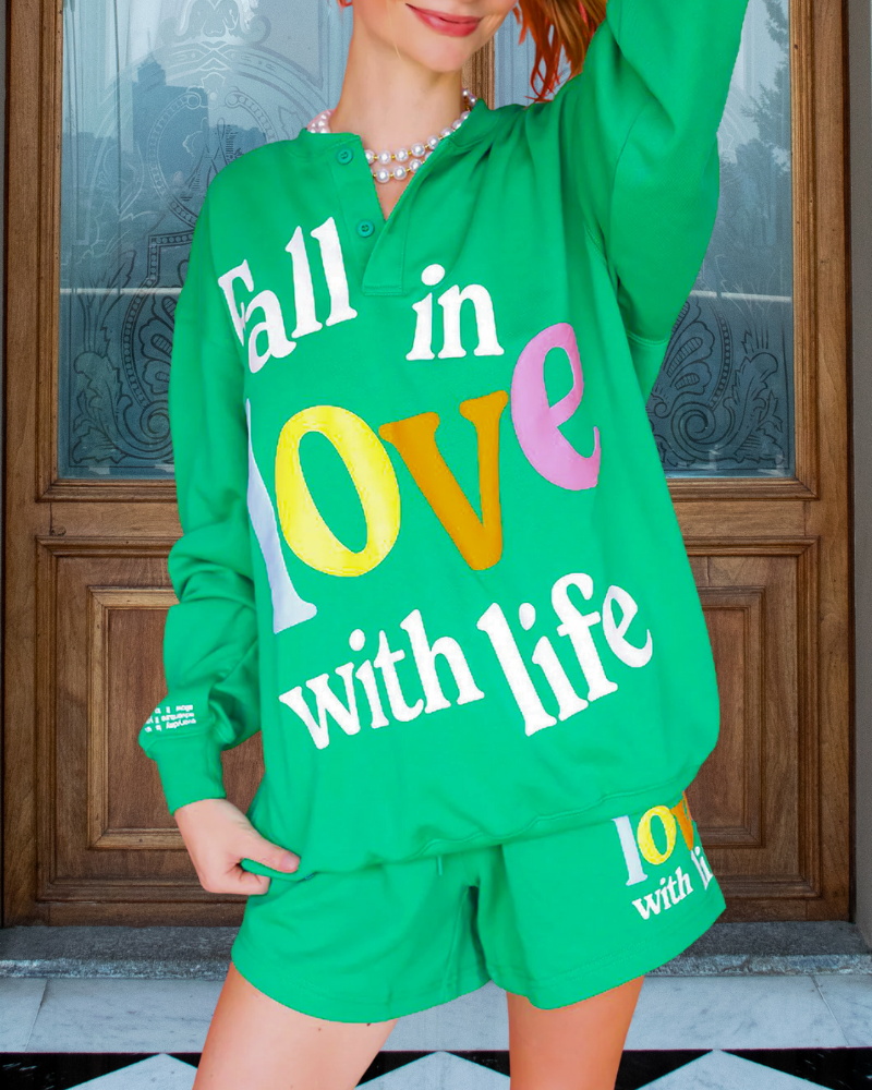 Fall In Love With Life Shorts Set
