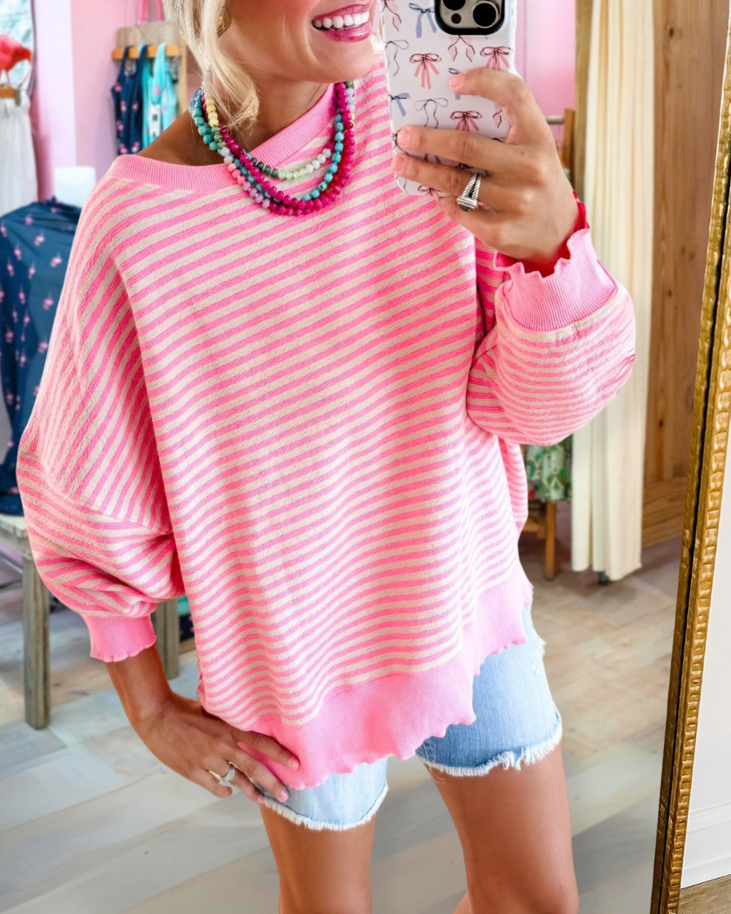 Cozy Striped Oversized Sweatshirt