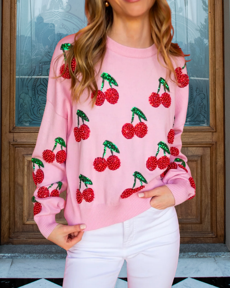 Sparkling Cherry Sequin Sweater