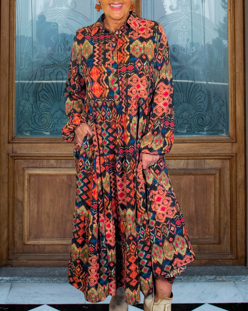Bohemian Geometric Maxi Dress