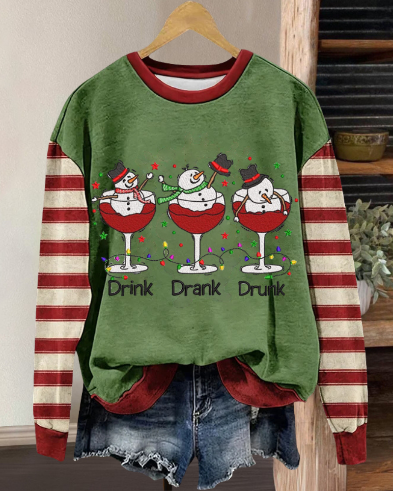 Christmas Snowman Striped Sweatshirt