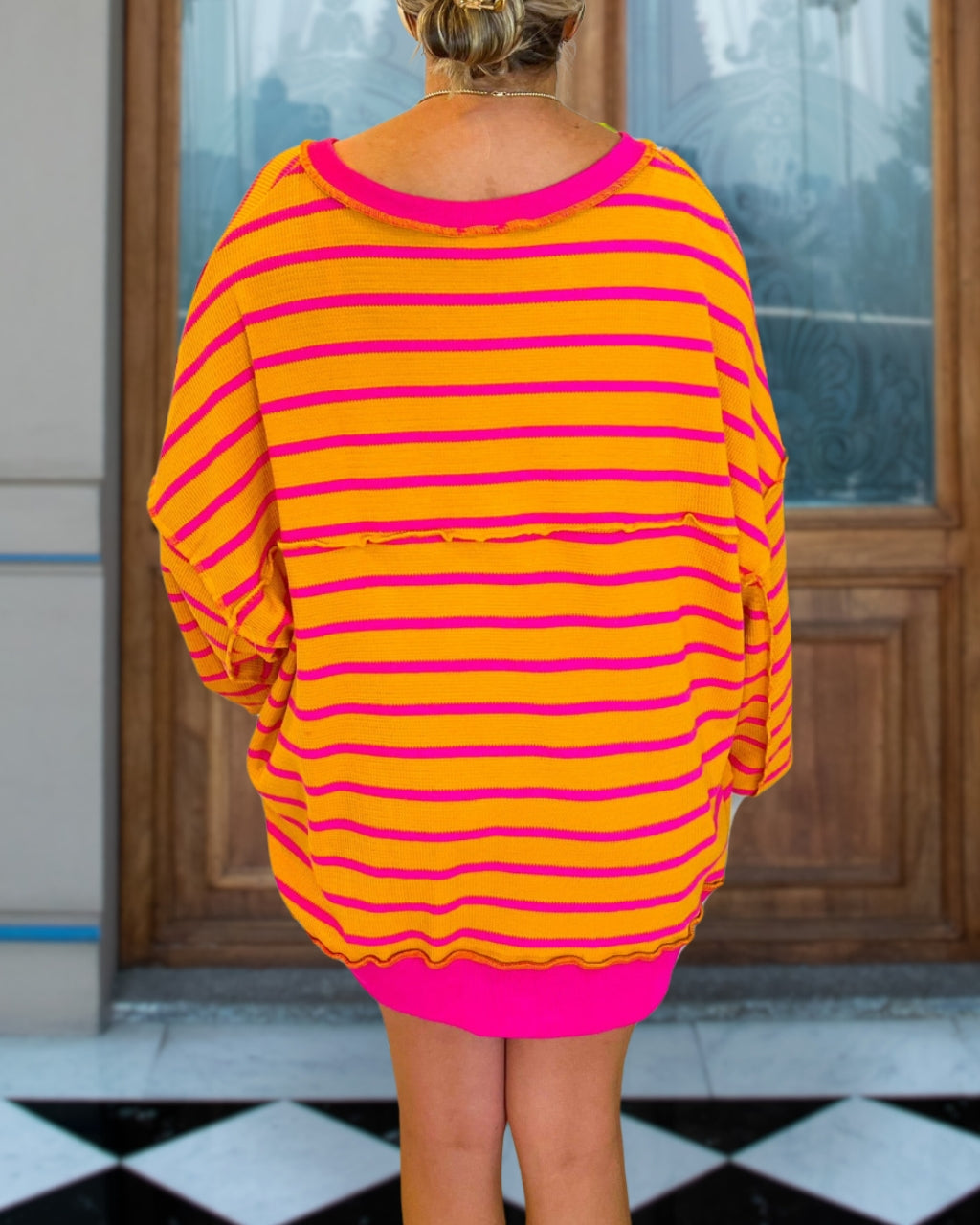 Contrast Color Collide Waffle Top