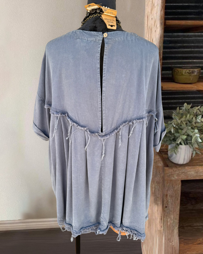 Bohemian Raw Edge Crewneck Top