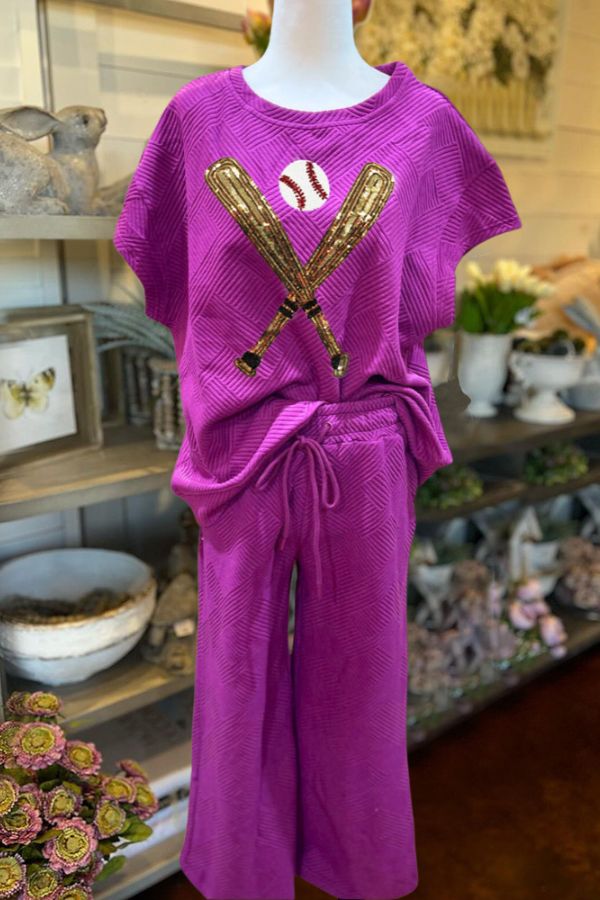 Baseball Sequin Quilted Set