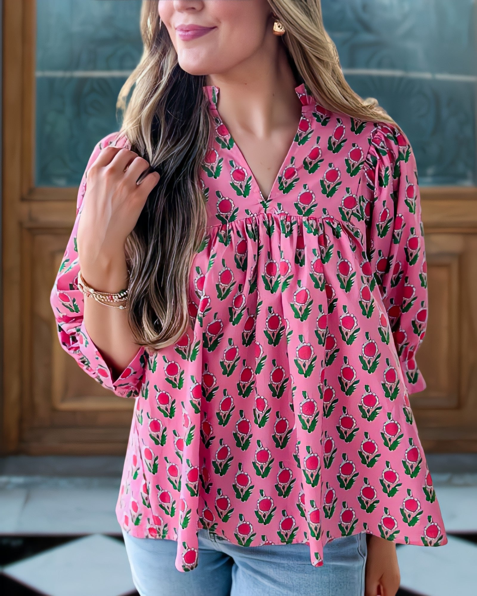 Romantic Floral Pink Top