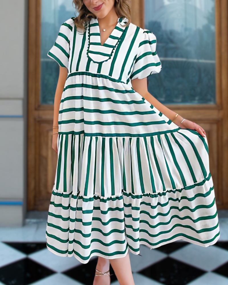 Misalignment Striped Maxi Dress