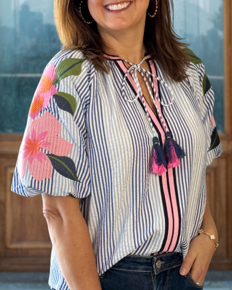 Bohemian Floral Stripes Top