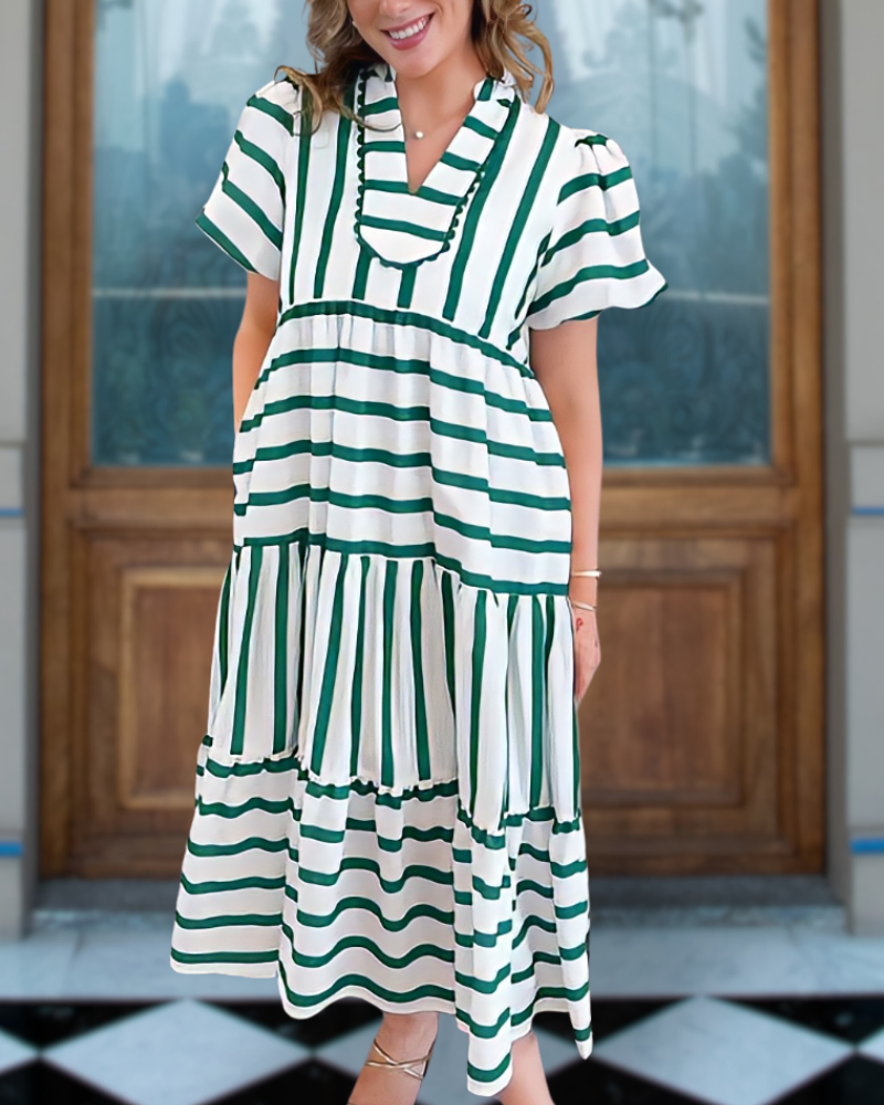 Misalignment Striped Maxi Dress